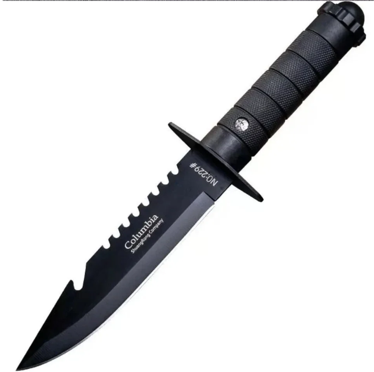 Collection of tactical survival knives, featuring durable designs for outdoor activities and military use