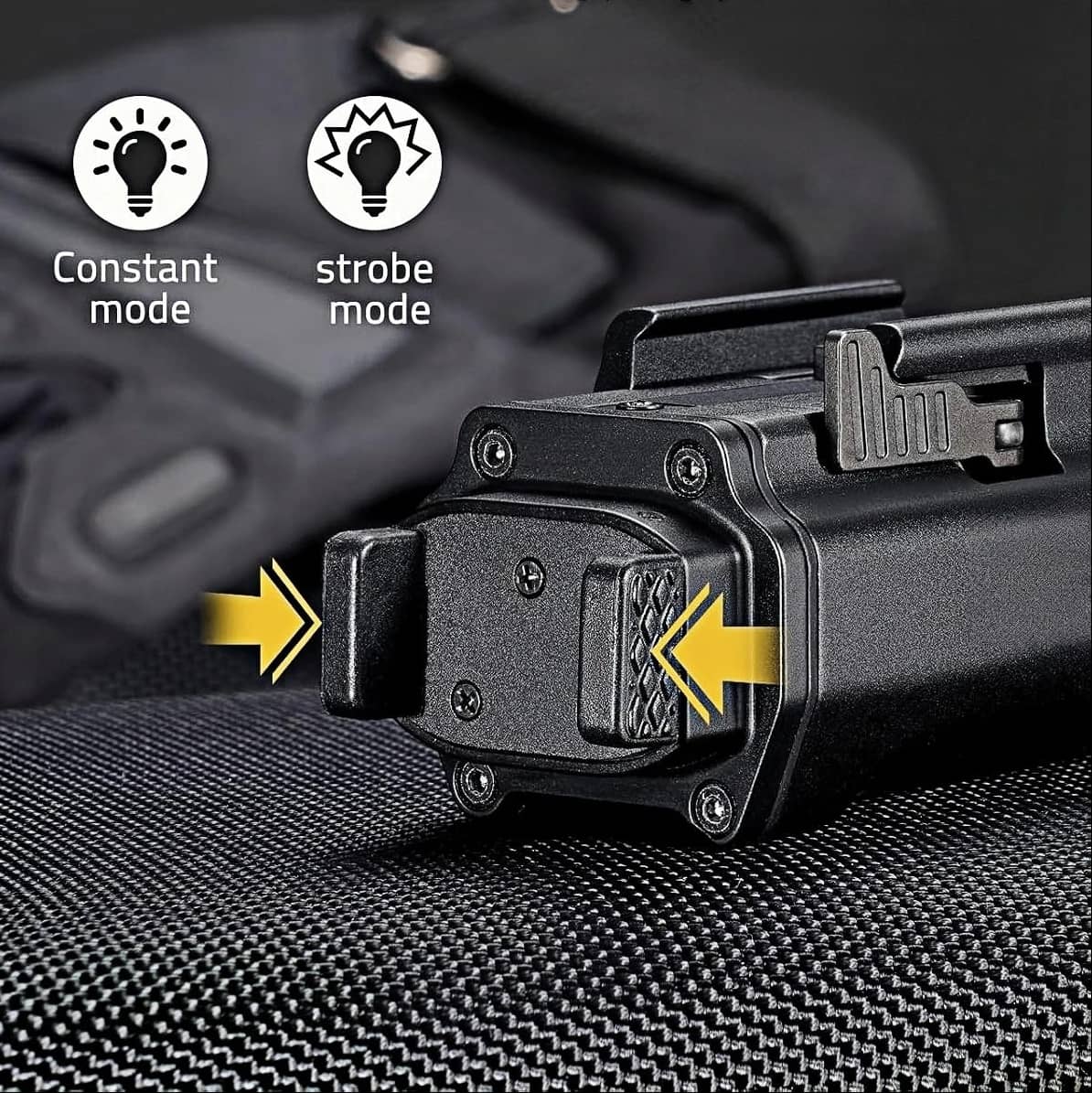 1600 lumens rail-mounted light with constant and strobe modes
