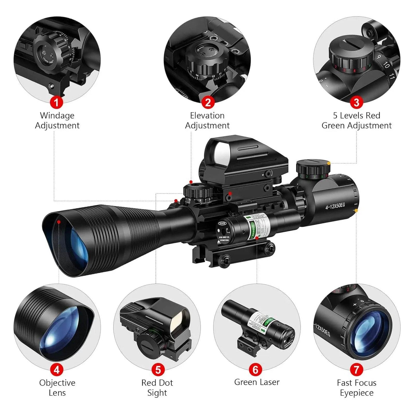 Combo Riflescope 4-12x50 with 20mm Mount - Military-Outdoors.com