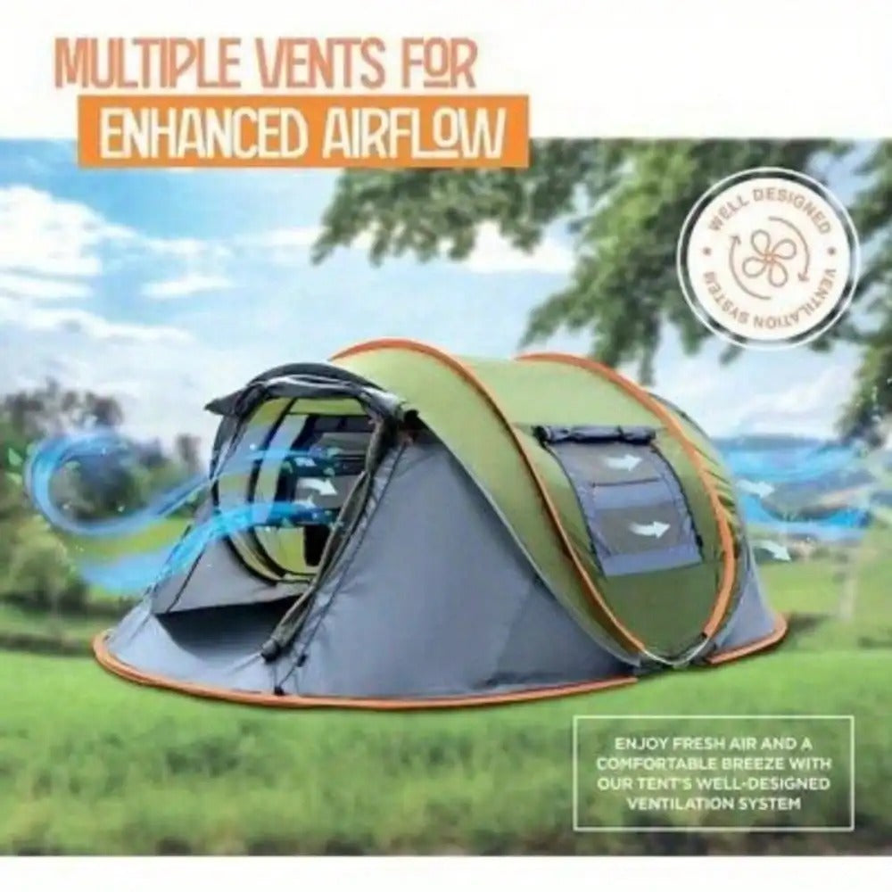 4 Person Instant Tent with multiple vents for enhanced airflow and comfortable camping experience