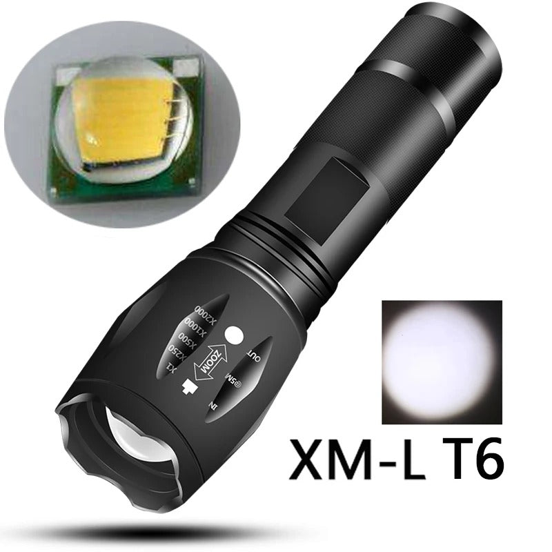 8000LM military flashlight with adjustable focus and XML T6 LED for outdoor use