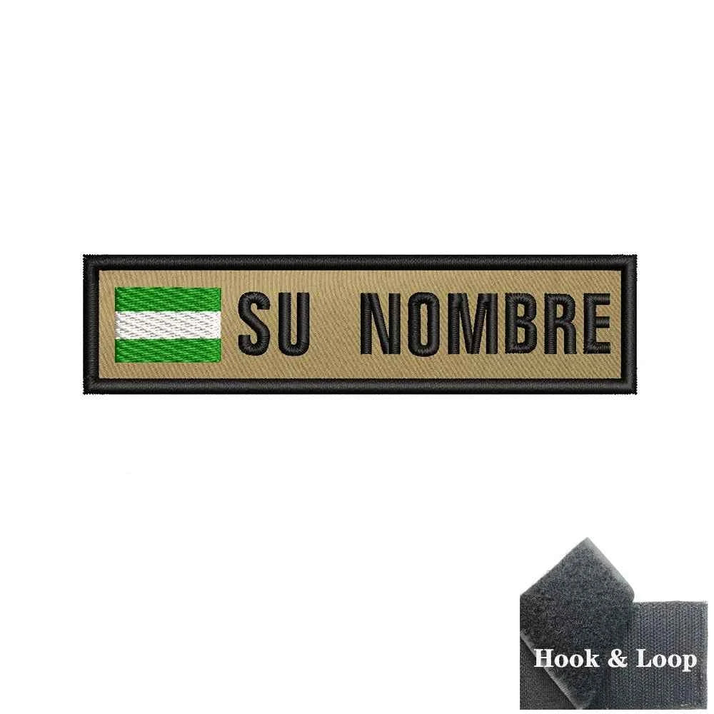 Custom Name Spanish Flag Patch For Clothes Or Bags
