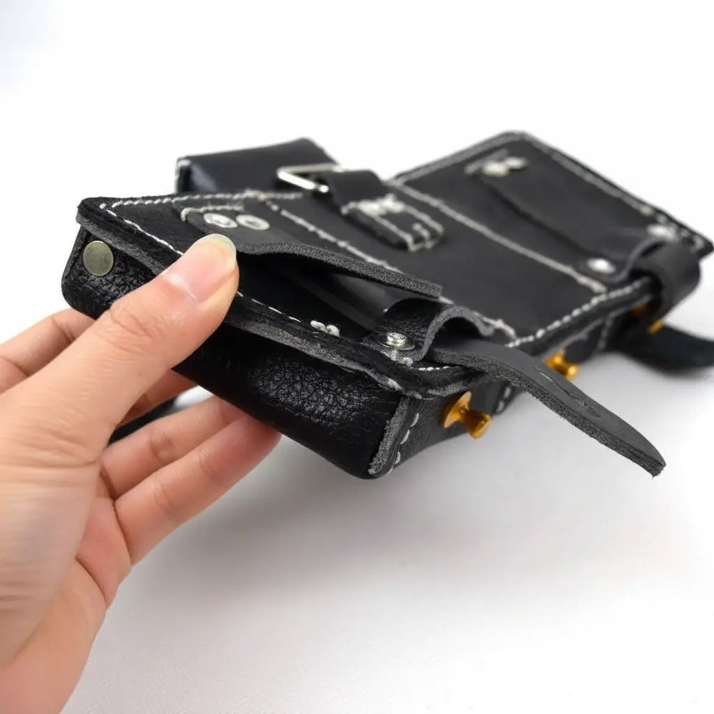 Black ammunition pouch replica with sturdy construction and secure straps