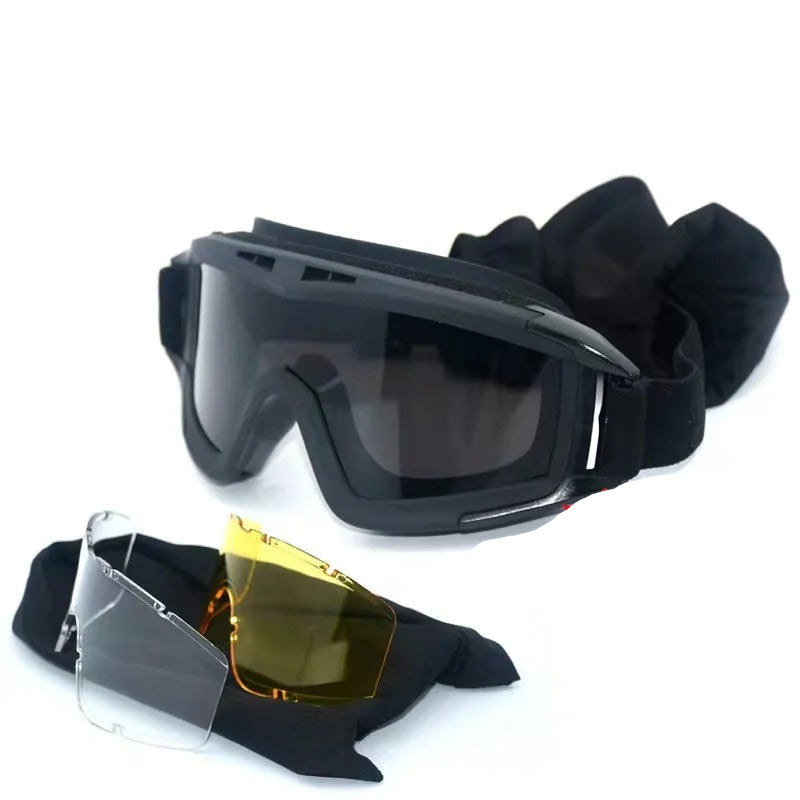 Anti-fog military eyewear with interchangeable lenses for optimal visibility and protection