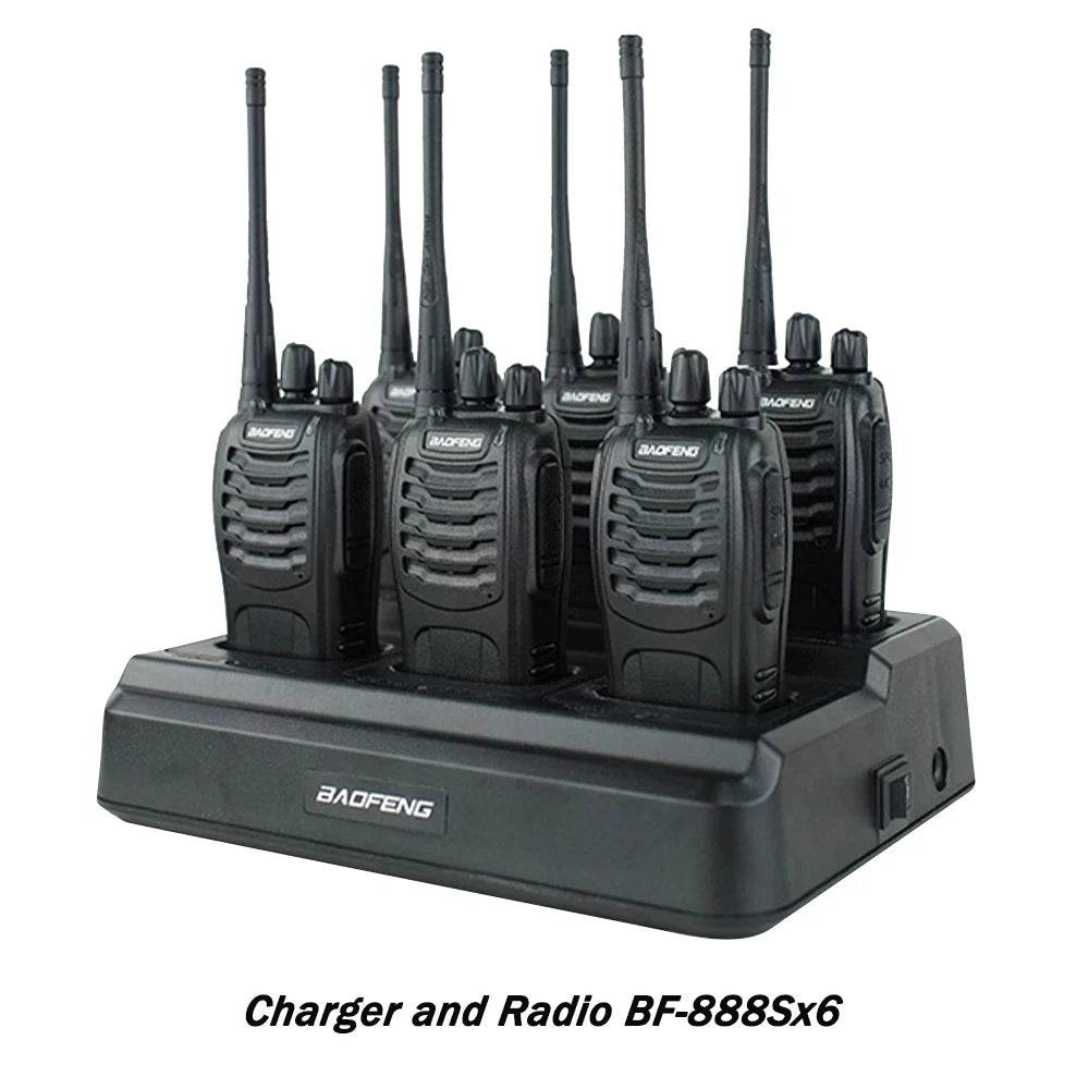6X Baofeng BF888s Full Set Walkie Talkie With Six Way Charger - Military-Outdoors.com