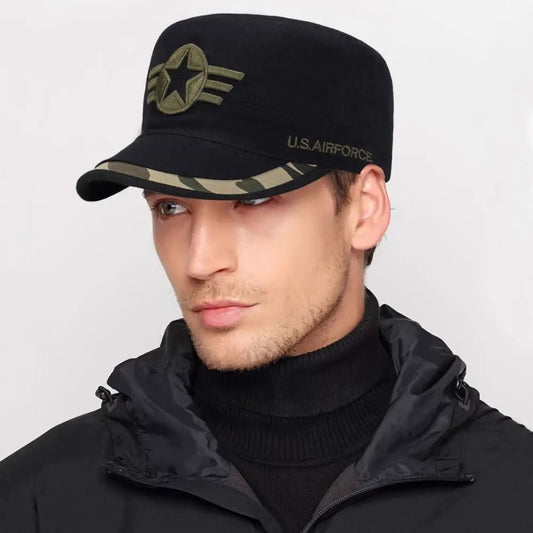 Military-Outdoors Baseball Military Caps with U.S. Airforce emblem and camo brim for outdoor style