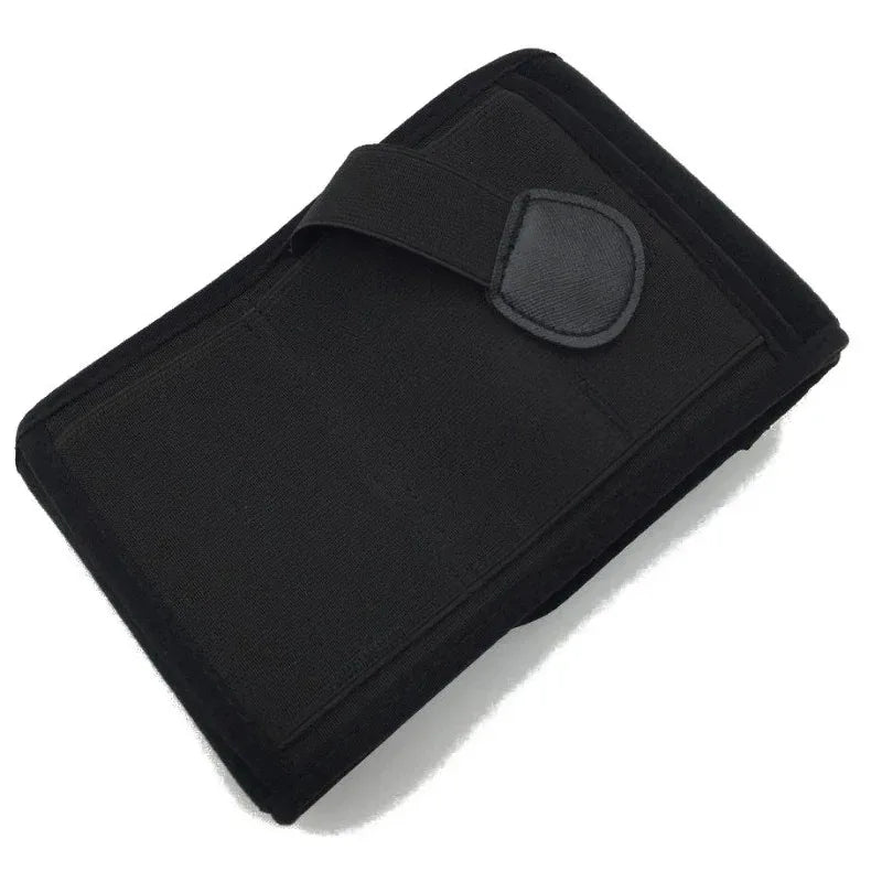 Belly band pistol holster with green and brown patterns for outdoor activities