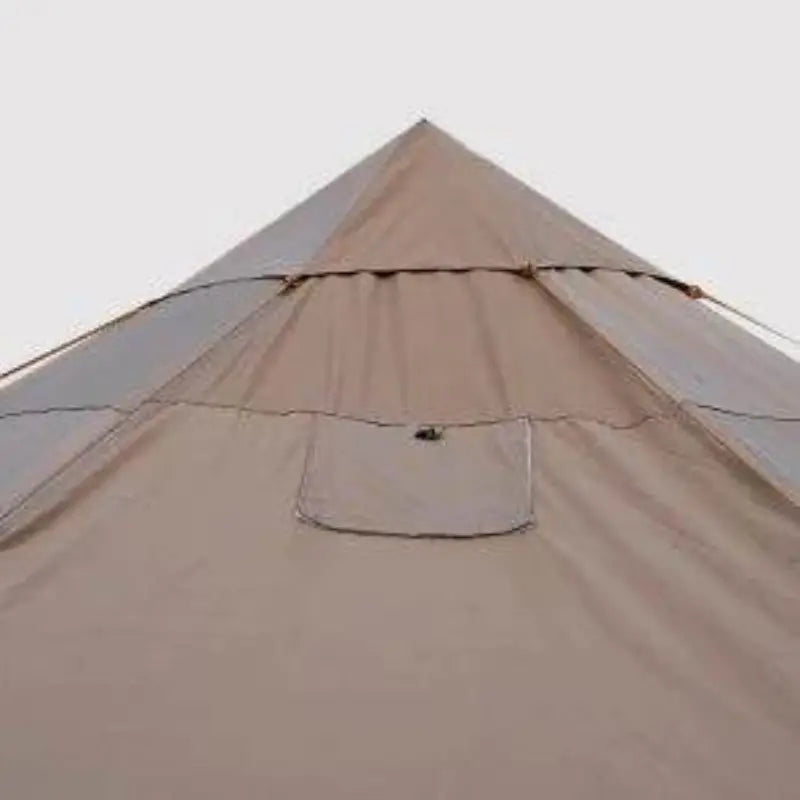 Brown bell tent with stove jack ideal for camping adventures
