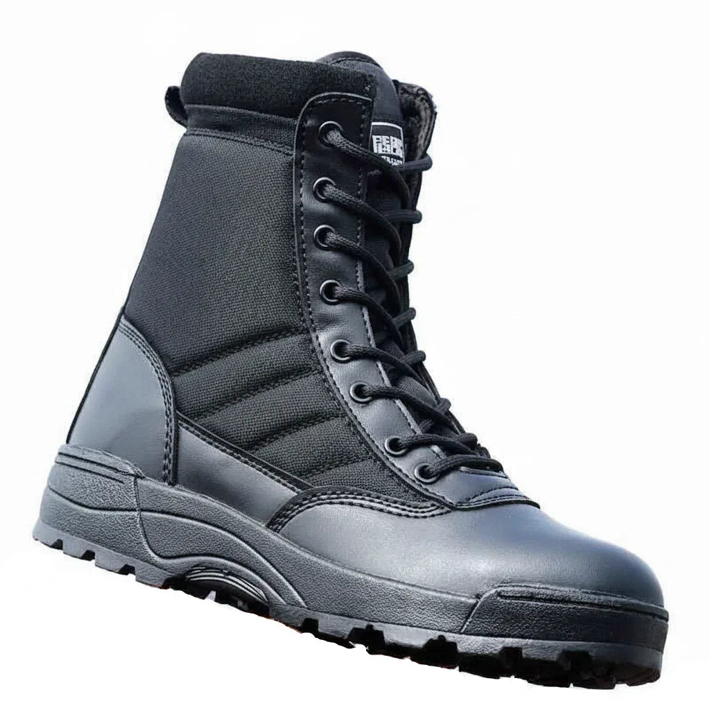 Black desert tactical boots with durable design for outdoor activities
