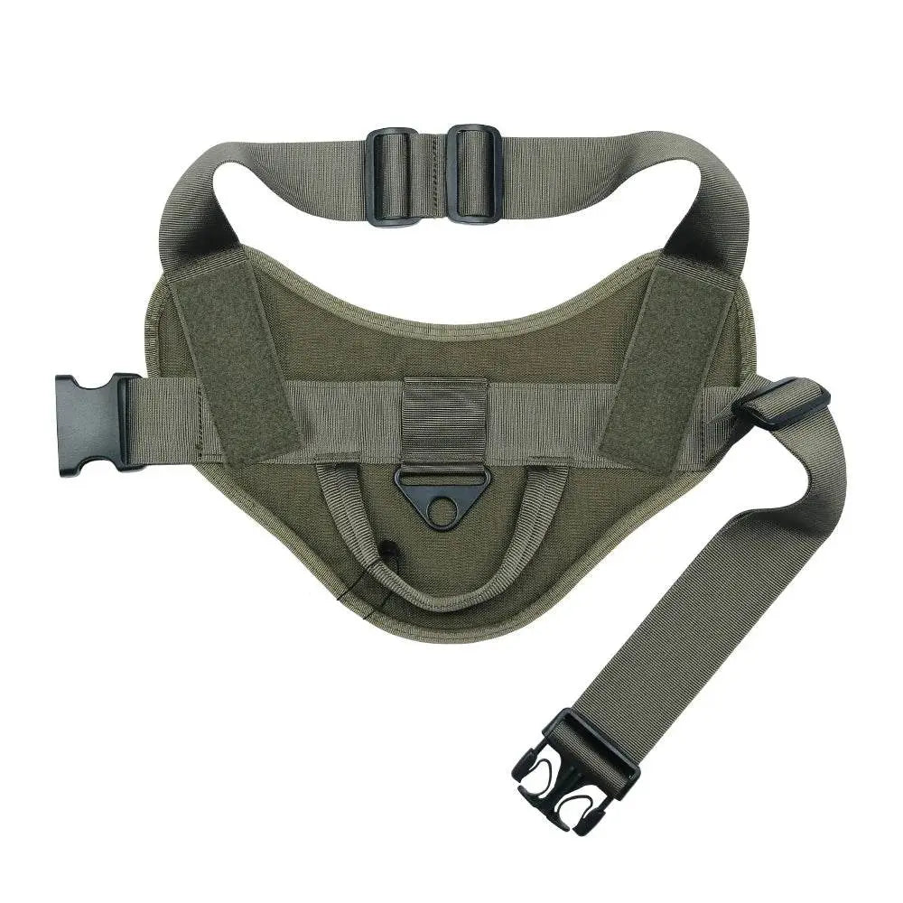 Olive green dog harness with handle for easy control and training