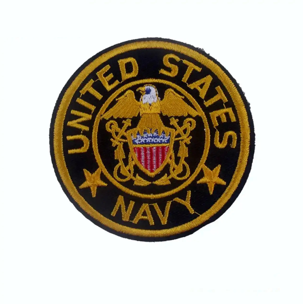Embroidered patch set featuring United States Navy logo in black and gold