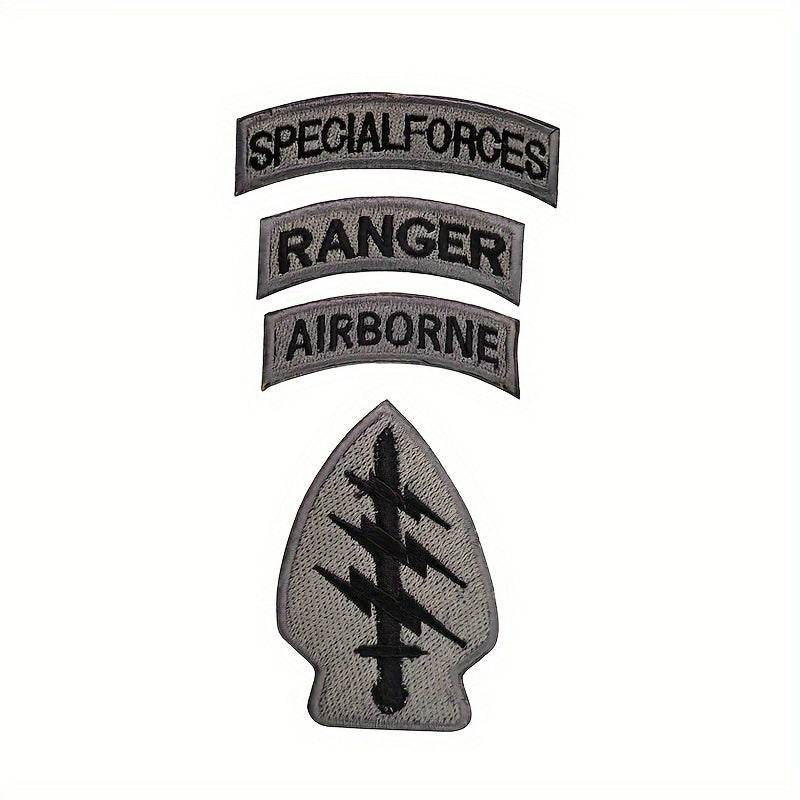 Embroidered patch set featuring Special Forces, Ranger, and Airborne designs