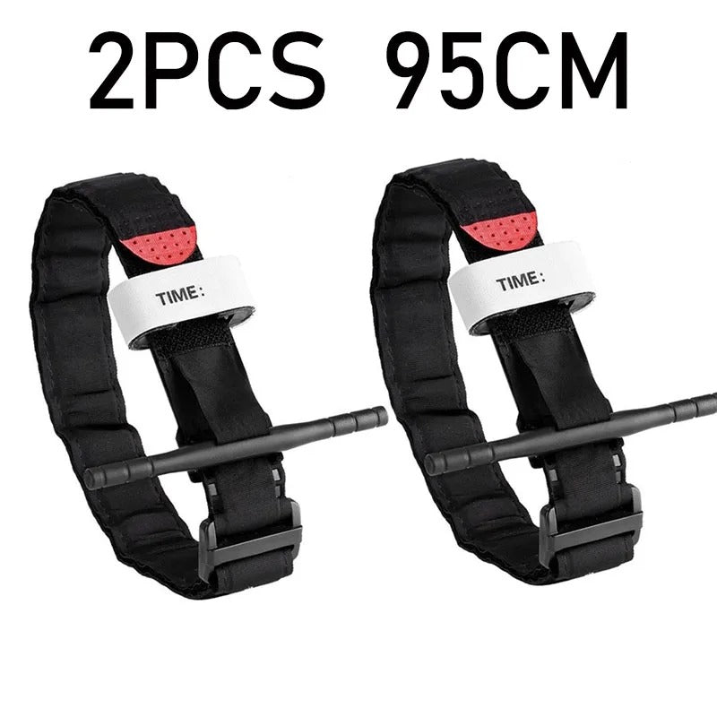 2PCS Black First Aid Tourniquet strap with Adjustable Length for Emergency Use