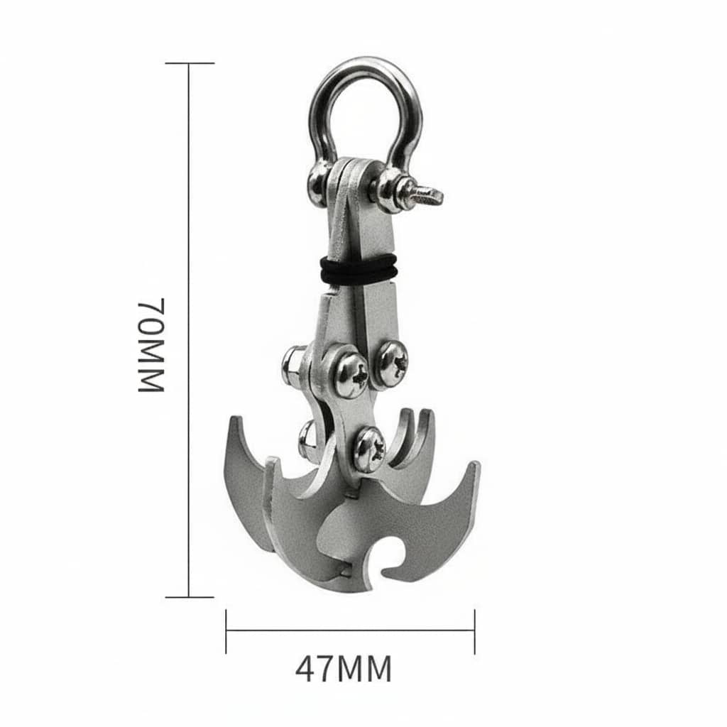 Folding gravity hook for climbing, stainless steel, durable design
