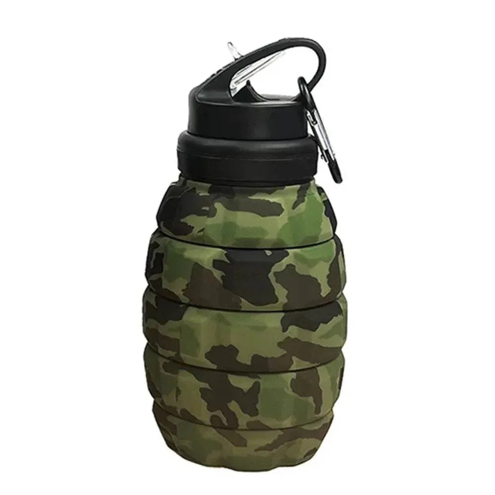 Green camo Grenade Shaped Foldable Water Bottle 580ml - Military-Outdoors.com