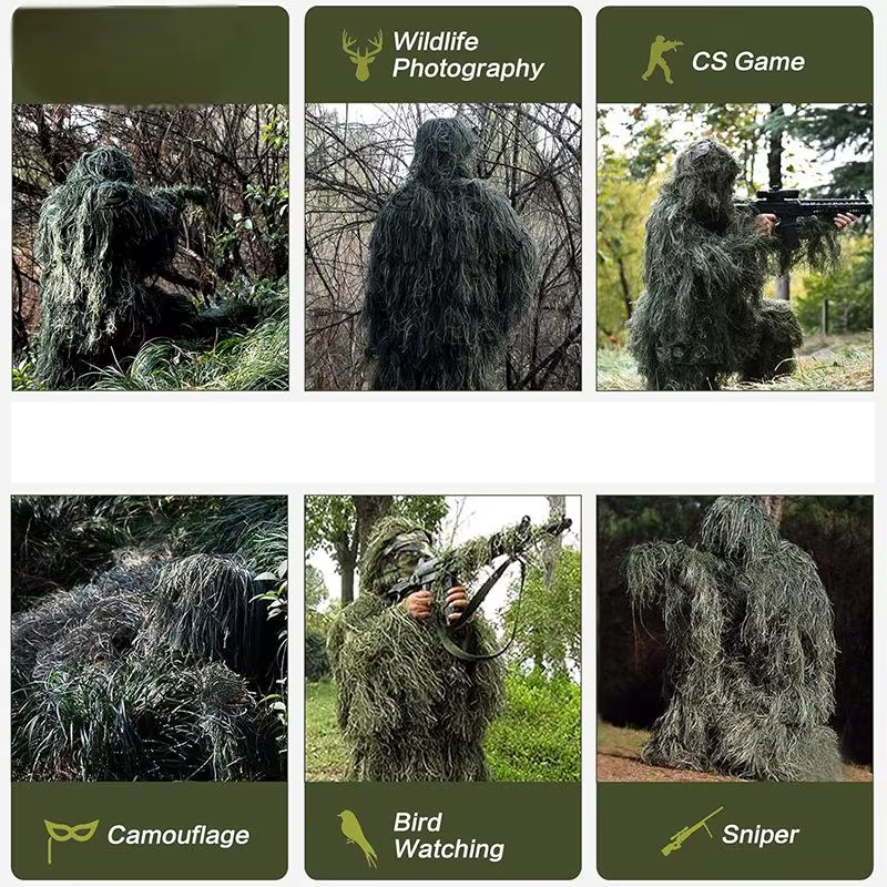 Military-Outdoors Hunting Ghillie Suit for camouflage in wildlife photography and hunting activities