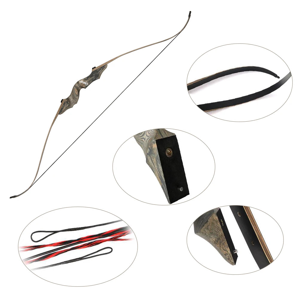 Military-Outdoors hunting recurve bow with ergonomic grip and high-performance string features