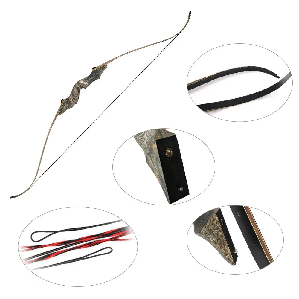 Military-Outdoors hunting recurve bow with ergonomic grip and high-performance string features