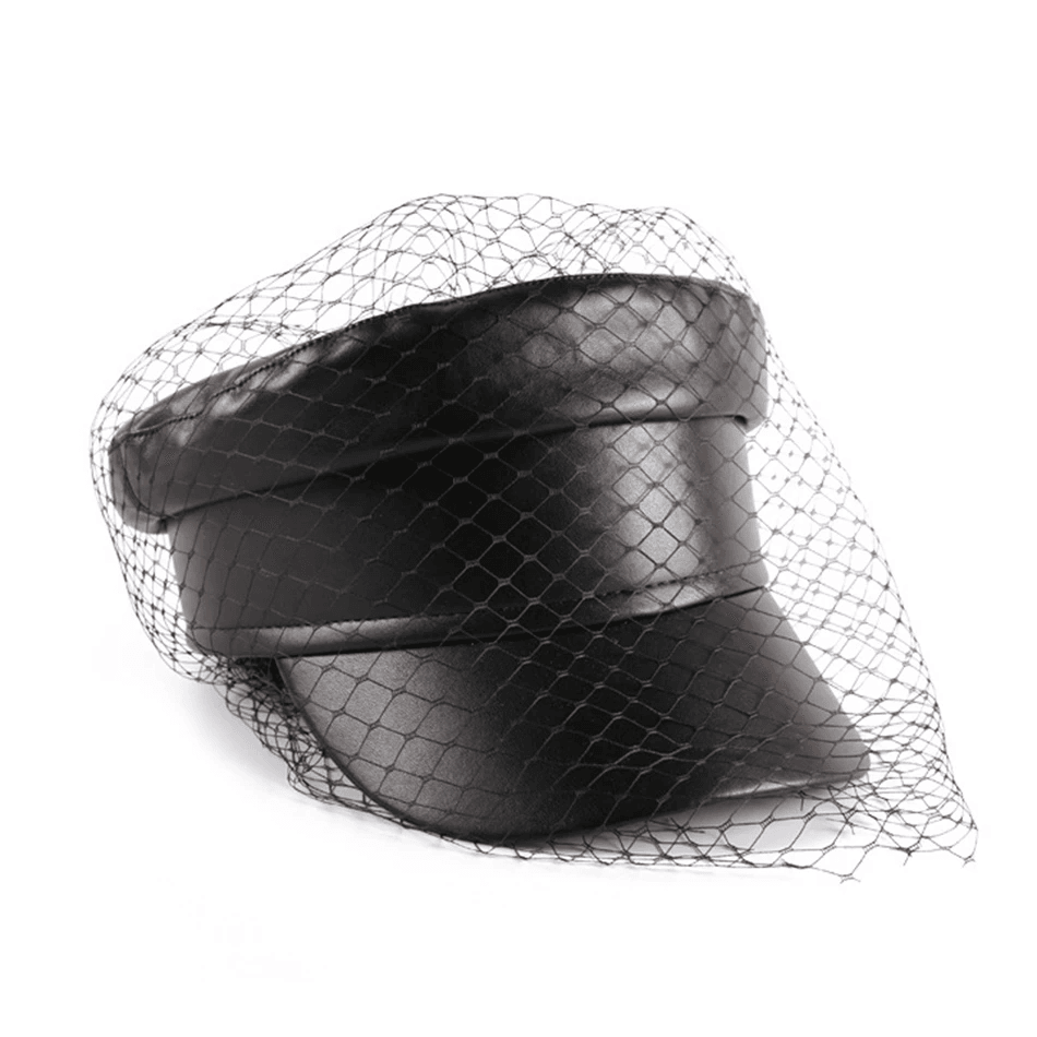 Leather Military Cap with Stylish Mesh Overlay - Military-Outdoors.com
