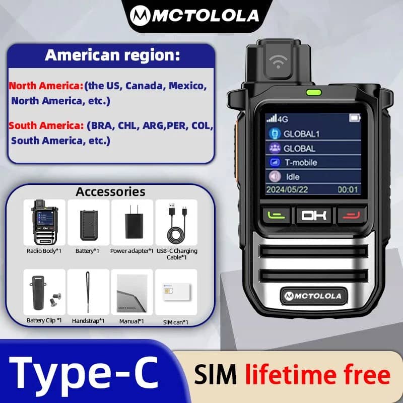 POC Walkie Talkie in black with 4G connectivity for communication outdoors