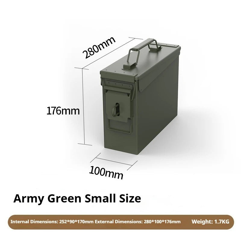 Army Green Metal Storage Box for Organizing Gear and Supplies