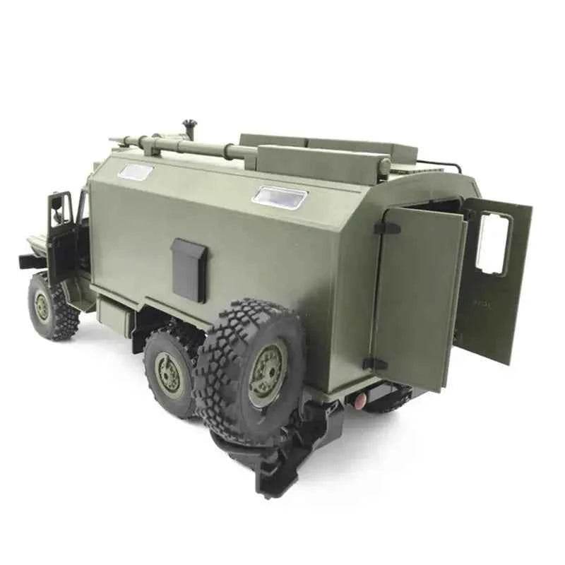 Military RC truck with realistic design and rugged tires for outdoor adventures and play