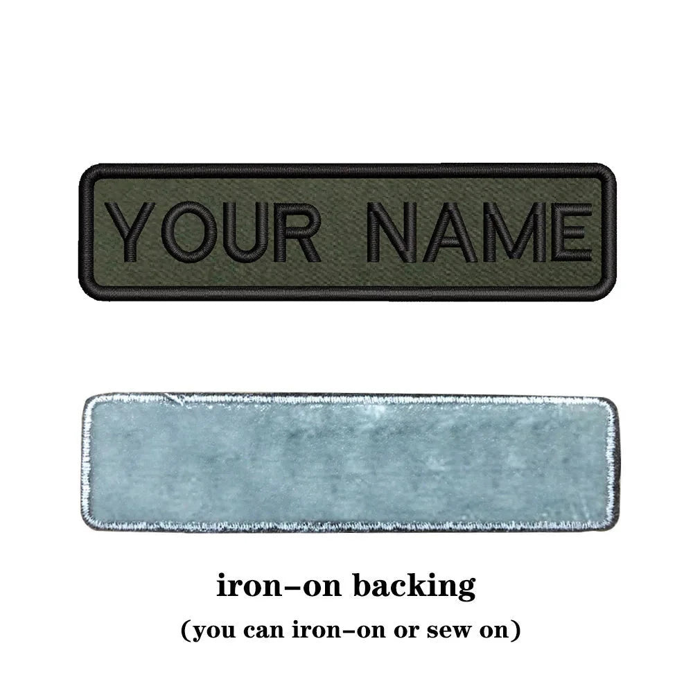 Custom military name patch for clothes with iron-on backing for easy attachment