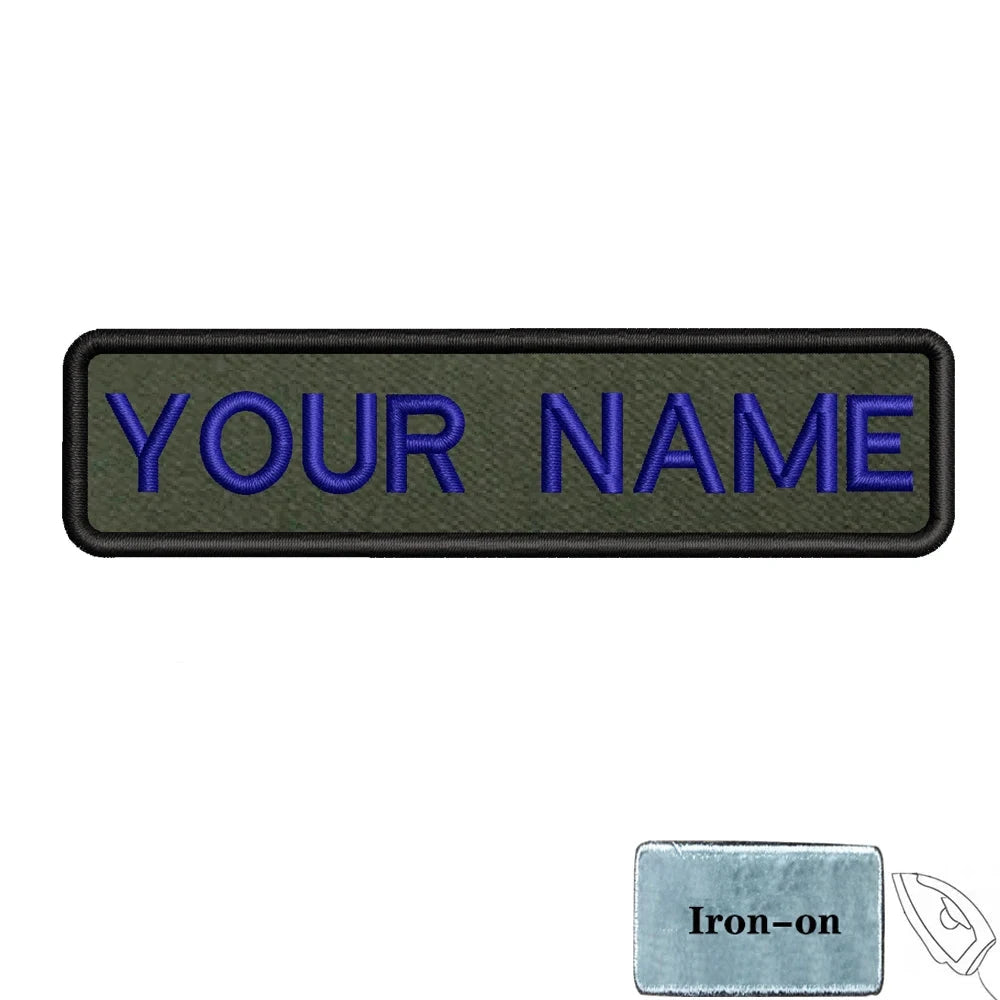 Customizable Army Logo Iron-On Military Name Patch for Clothes in Olive Green