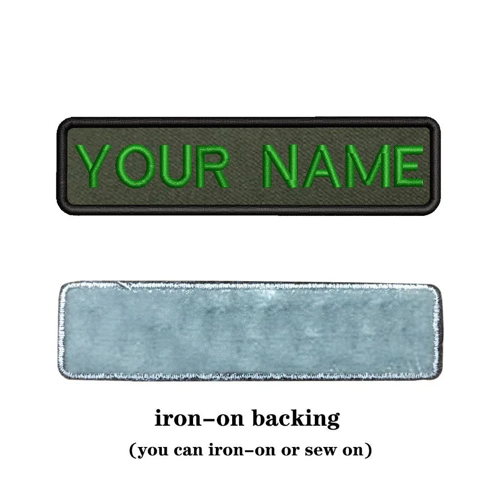 Customizable military name patch for clothes with iron-on backing for easy application