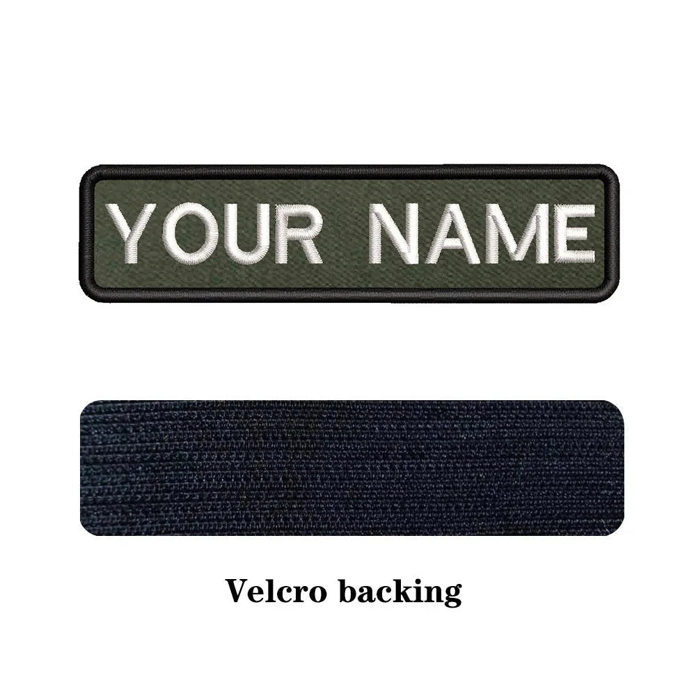 Customizable military name patch for clothes with Velcro backing for easy attachment