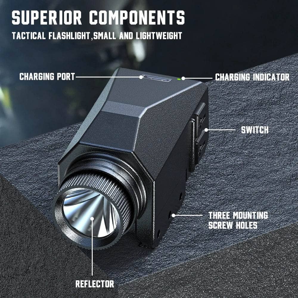 1500 lumens rifle light with charging port, switch, and reflector for tactical use