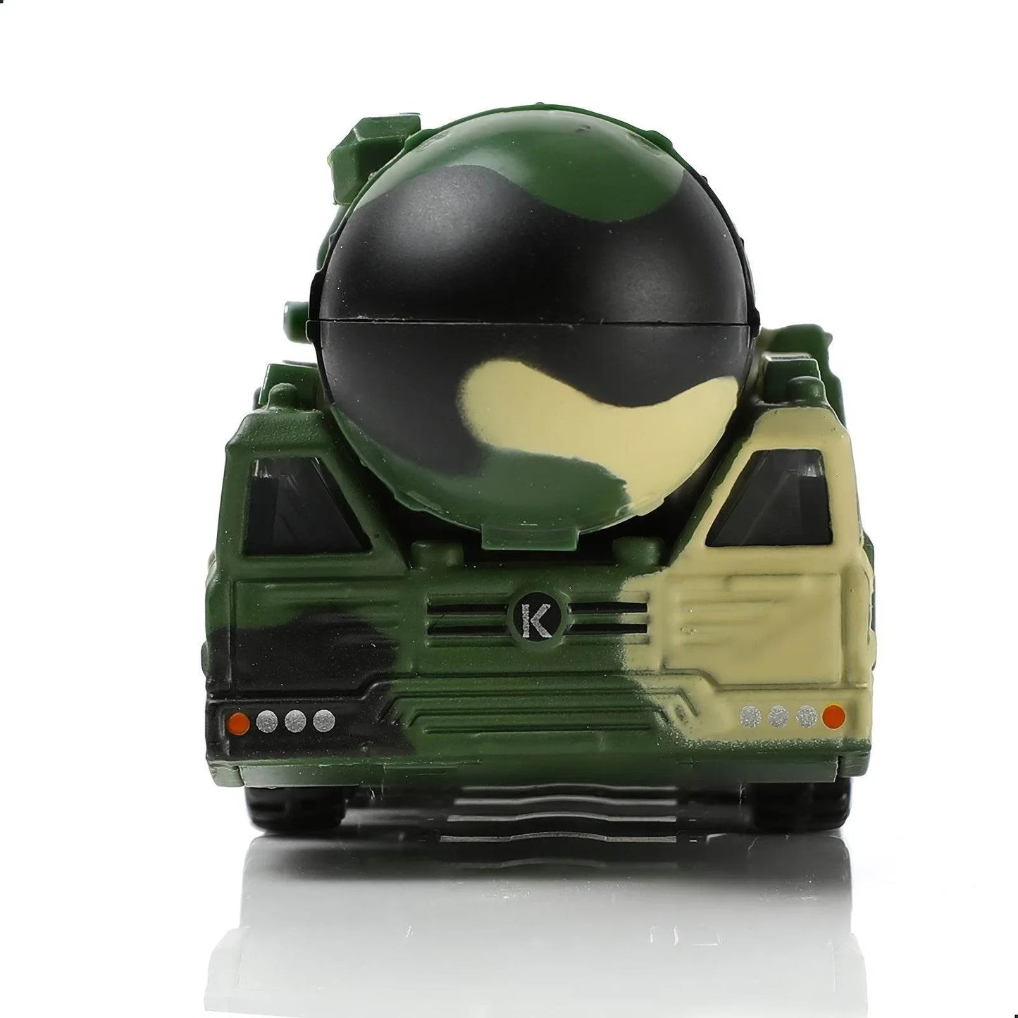 Detailed missile launcher truck model in green camouflage design for military enthusiasts