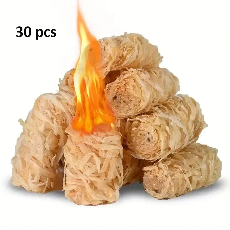 30 pcs natural fire starters made from renewable materials for easy outdoor lighting