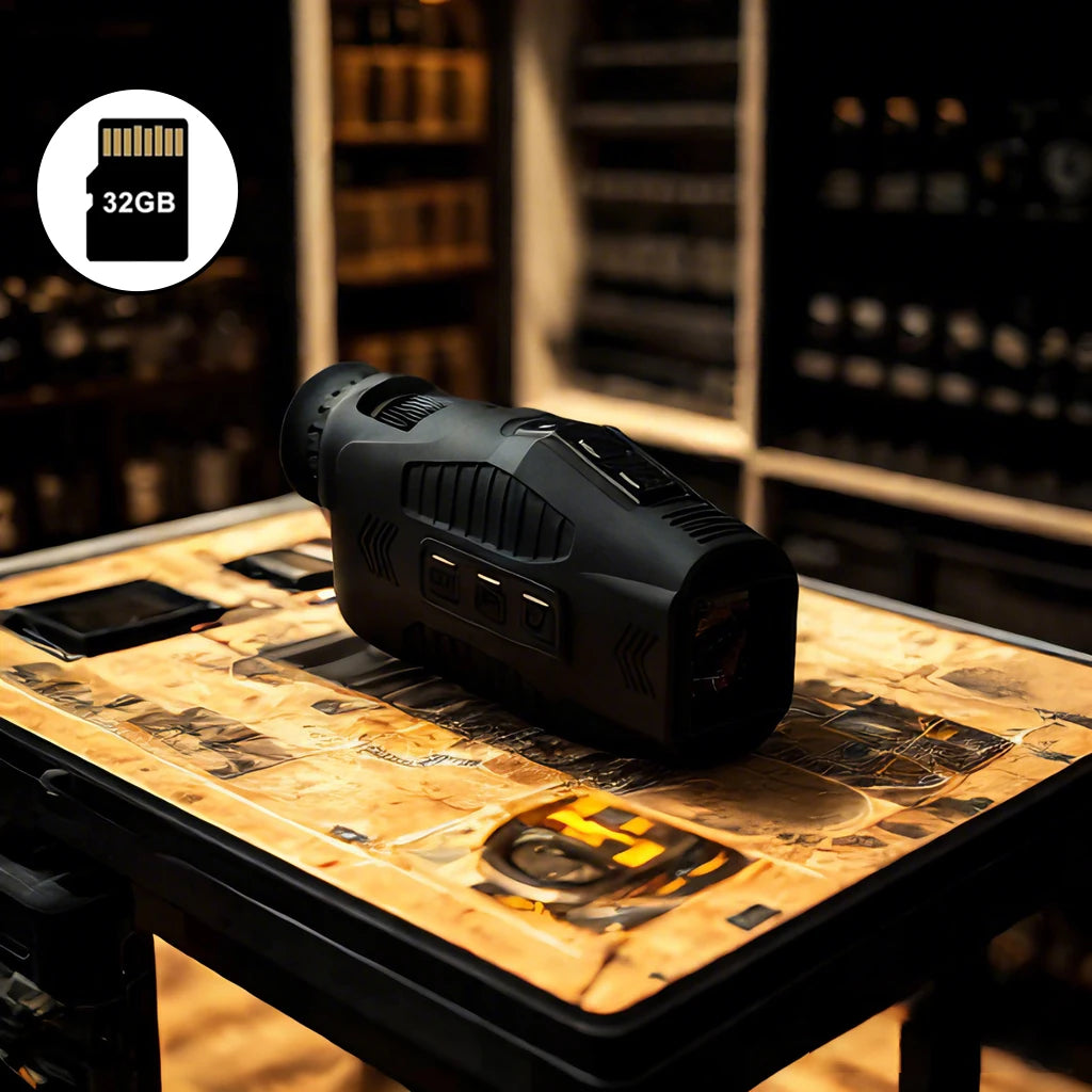 Military-Outdoors Night Vision Monocular in Black with 32GB Storage for Enhanced Nighttime Viewing