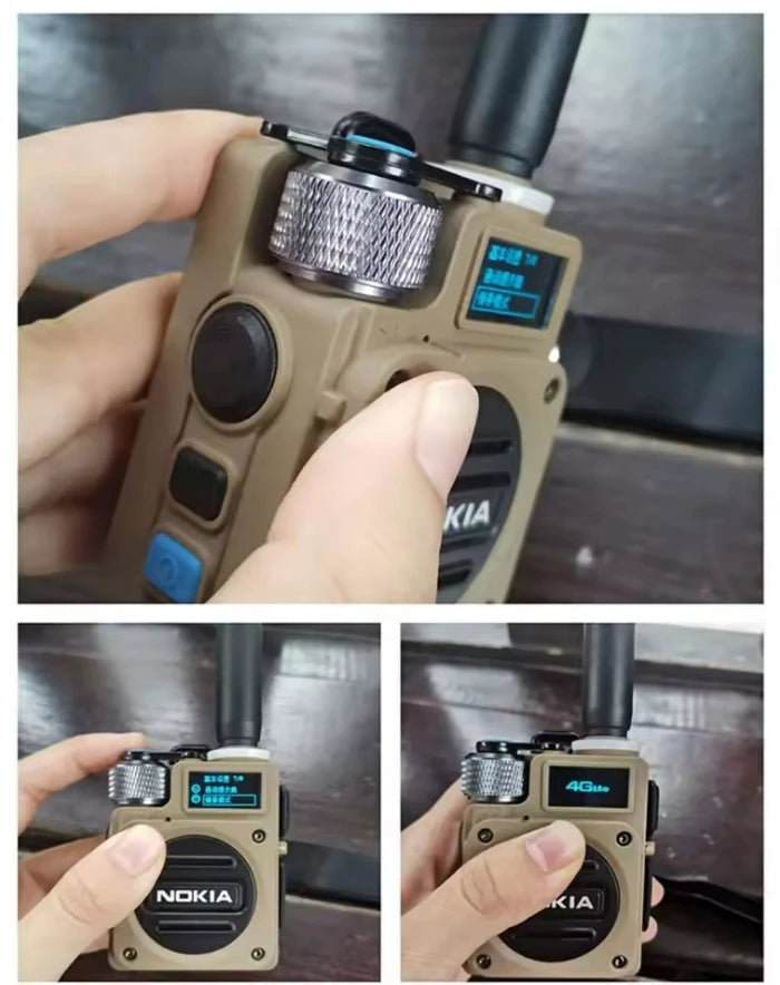 Close-up of NOKIA 4G Two Way Radio with ergonomic design and clear display for seamless communication