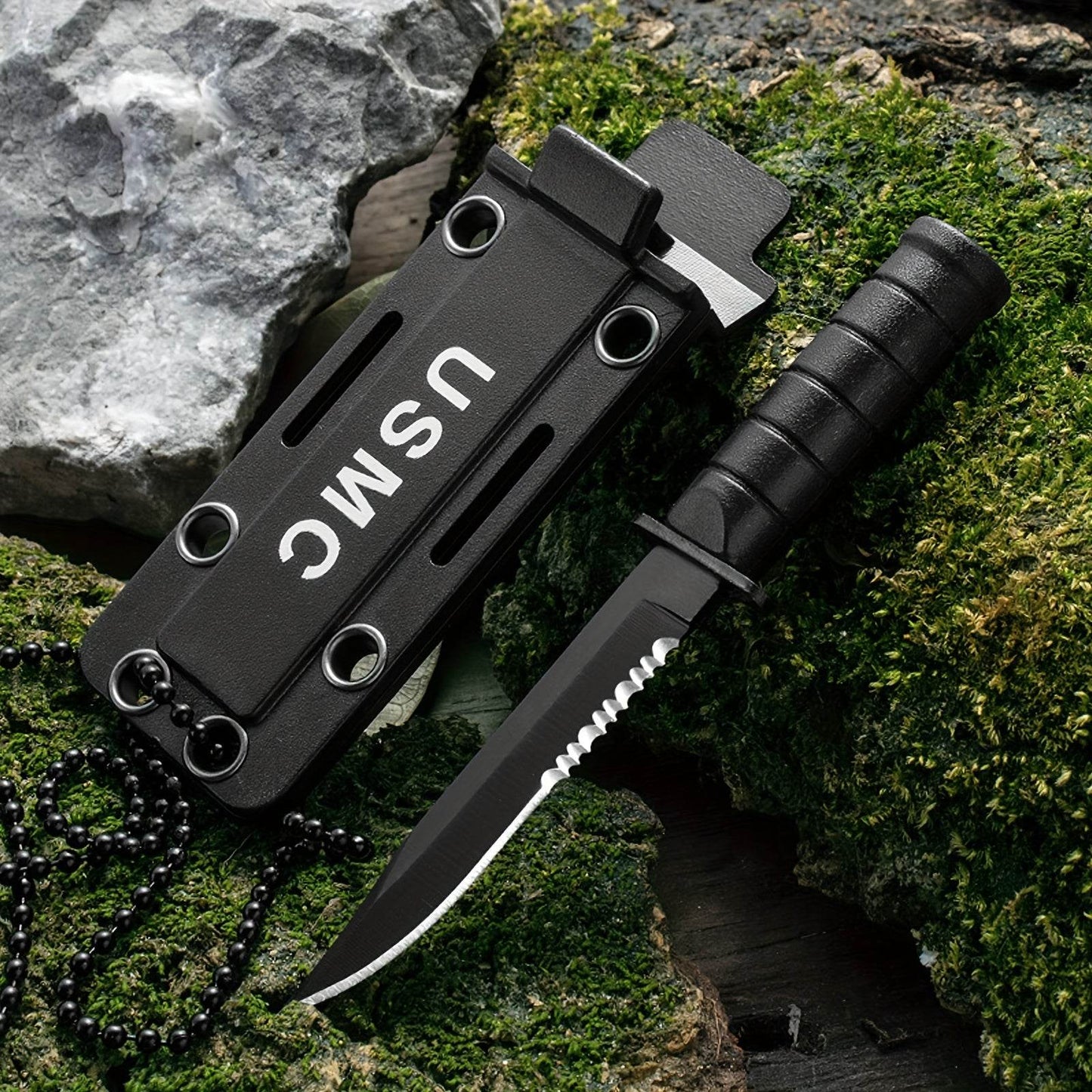 Mini Survival Knife With Chain Holder and Sheath - Military-Outdoors.com
