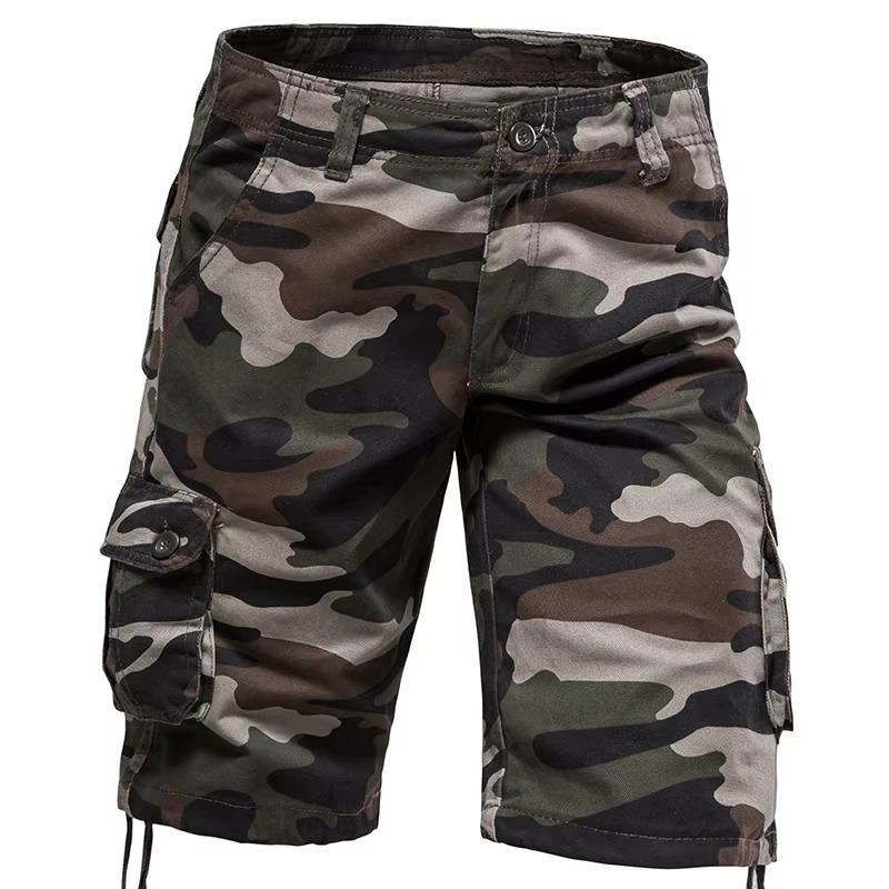 Camo green outdoor military shorts with multiple pockets for durability and utility in outdoor activities