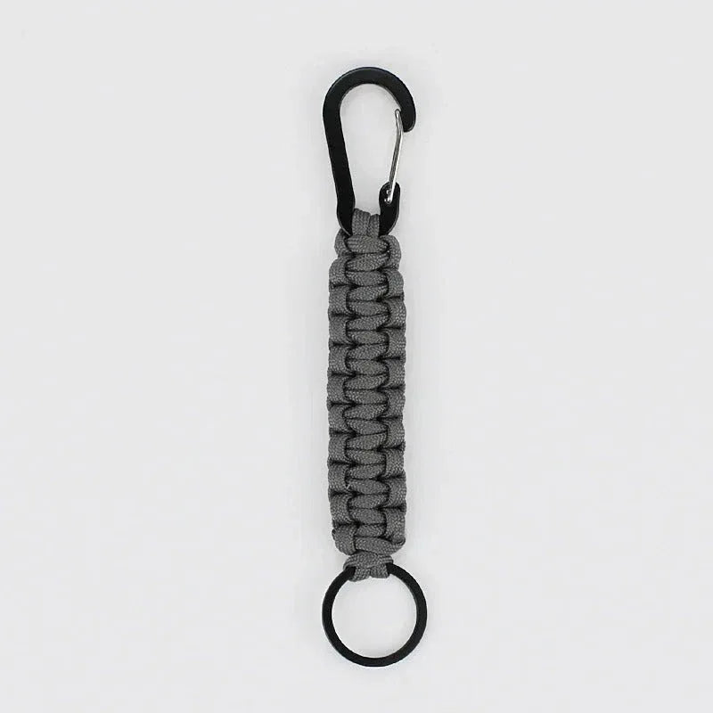 Gray Military-Outdoors outdoor survival keychain with durable paracord and sturdy clasp