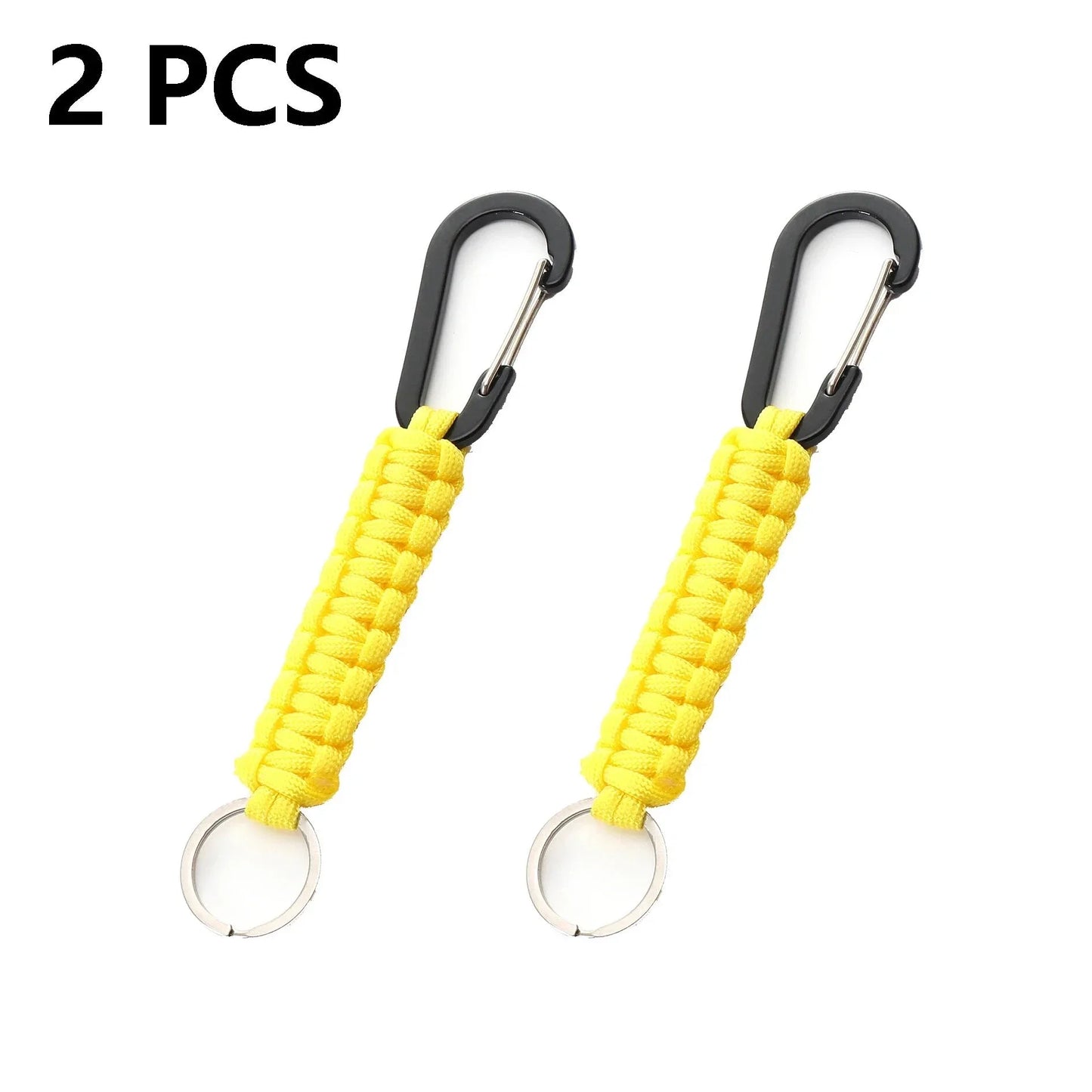 2Pcs Yellow Outdoor Survival Kit Parachute Cord Keychain Military-Outdoors
