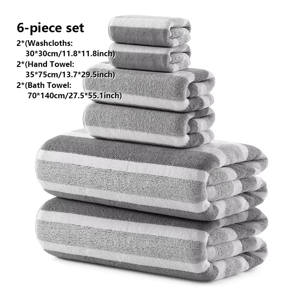 6-Piece Gray Outdoor Towel Set with Washcloths and Bath Towels