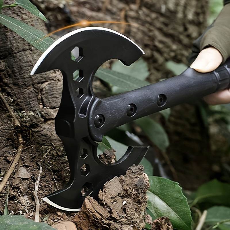 Camping double-headed axe with a sturdy handle for efficient cutting and chopping outdoors