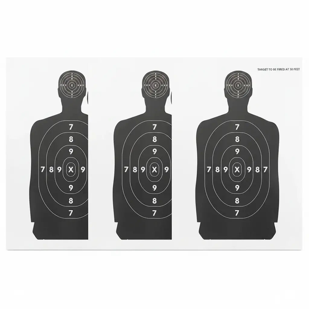Paper silhouette target with scoring rings for shooting practice