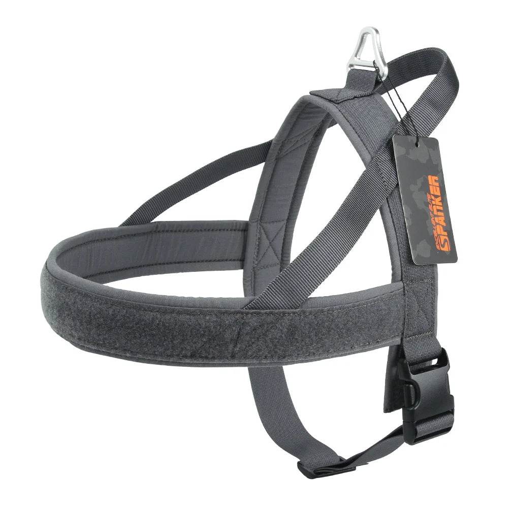 Gray pet chest strap vest designed for comfort and control during outdoor adventures