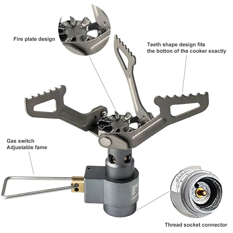 Portable Stove with adjustable flame and gas switch for outdoor cooking