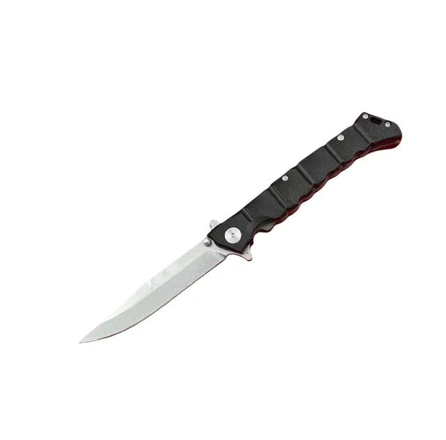 Professional survival knife with a durable black handle and stainless steel blade for outdoor adventures