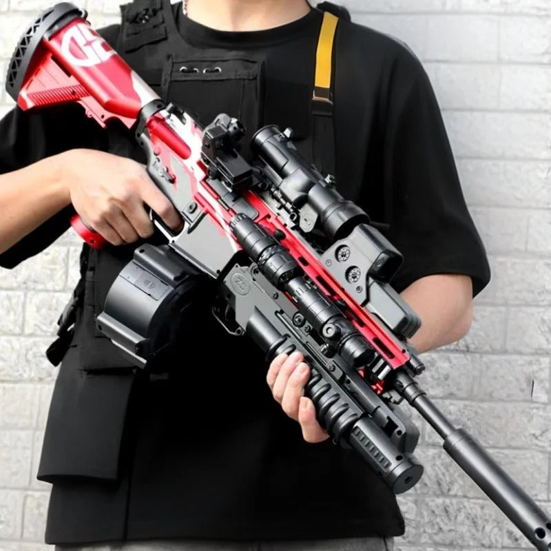 Realistic toy gun with scope featuring a sleek design and high-detail accessories