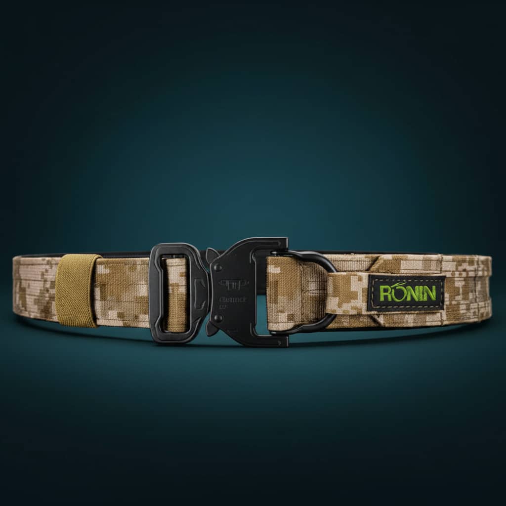 Ronin utility belt in khaki designed for tactical use with durable buckle