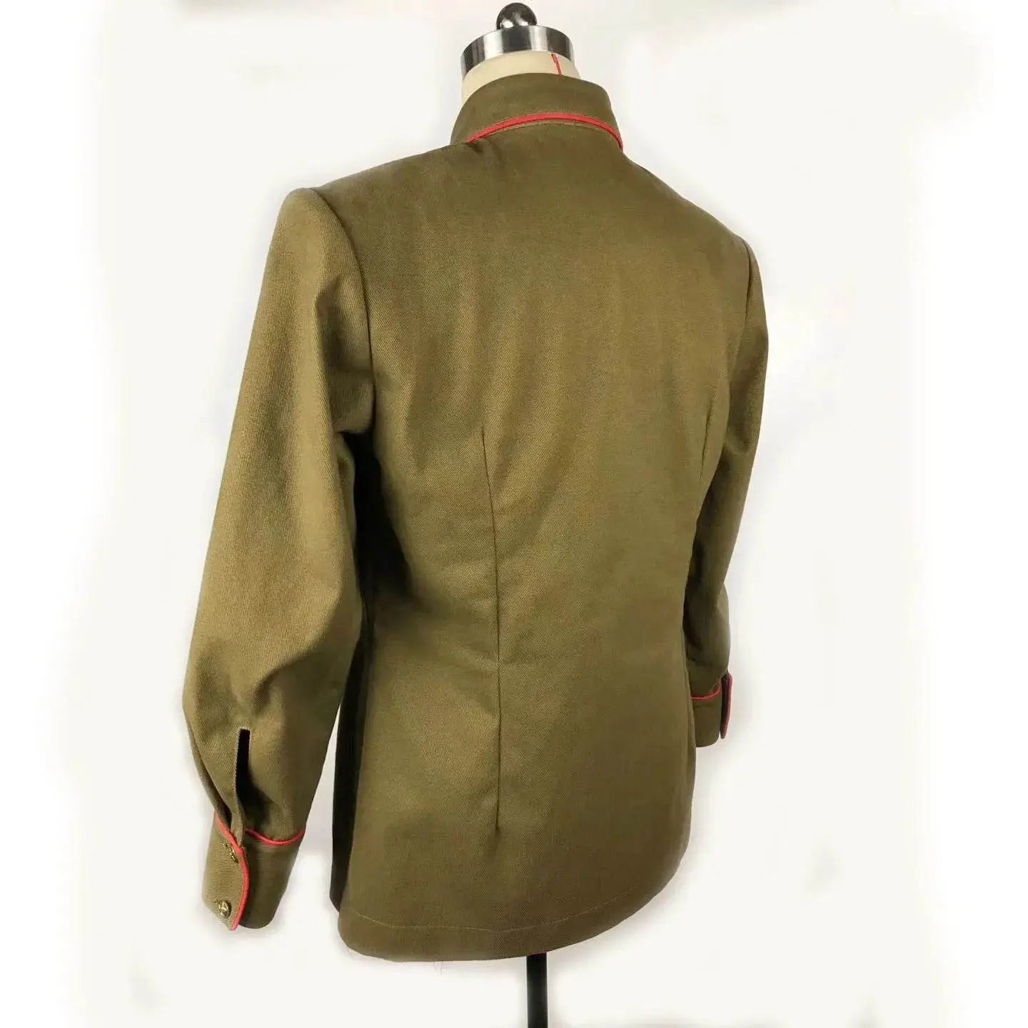 Soviet Commissar uniform in olive green with red accents for reenactments
