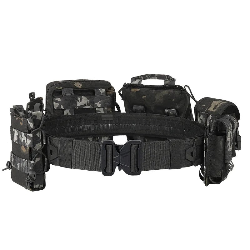 Military Camouflage Tactical Belt with Pockets for Versatile Use