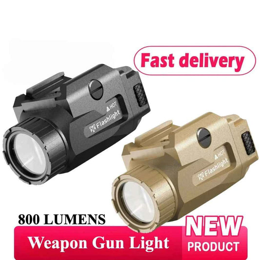 Black and tan tactical quick release flashlight with 800 lumens for versatile use